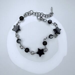 ✩ silver + black star celestial bracelet ✩